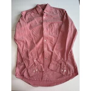 Club Room Button Down Shirt Mens Small Red Oxford Cotton Long Sleeve Casual